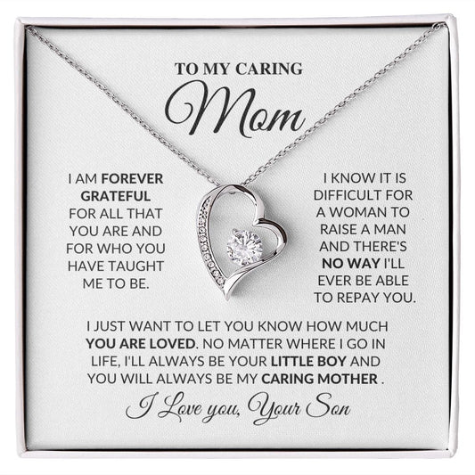 To My Caring Mom | Am Forever Grateful | Forever Love Necklace - JENACDirect