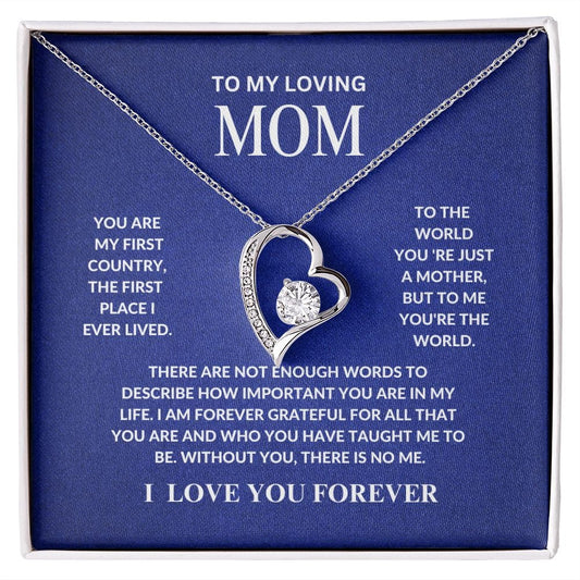 To My Loving Mom | You 're the world to me | Forever Love Knot Necklace - JENACDirect