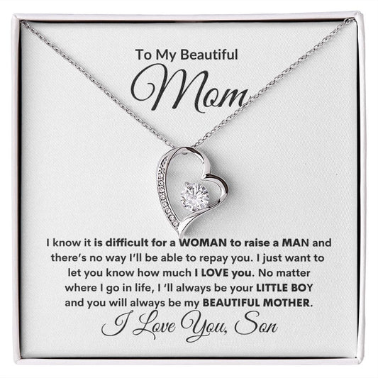 To My Beautiful Mom - From Son - Forever Love Necklace - JENACDirect