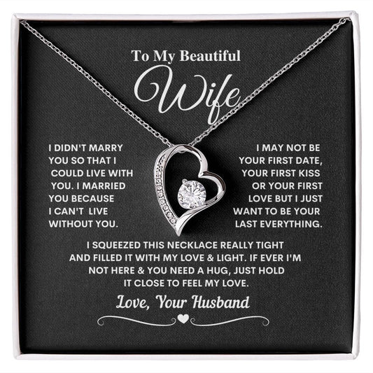 To My Beautiful Wife - Can't Live without you - Forever Love Necklace - JENACDirect