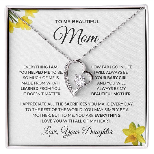 To My Beautiful Mom | I Appreciate You | Forever Love Necklace - JENACDirect