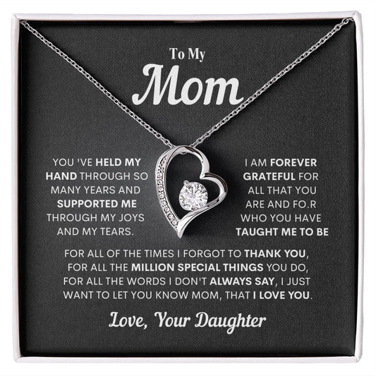 To My Mom | Forever Grateful | From Daughter | Love Know Necklace - JENACDirect