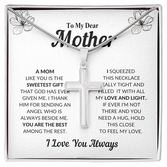 To My Dear Mother | Sweetest Gift | Stainless Steel Cross Necklace - JENACDirect