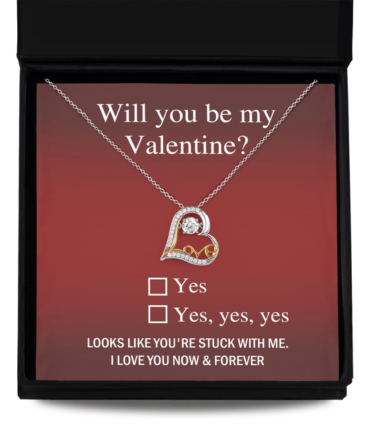 Will You Be My Valentine? | Yes | Love Dancing Necklace