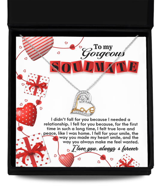 To My Gorgeous Soulmate | Fall For You | Love Dancing Necklace