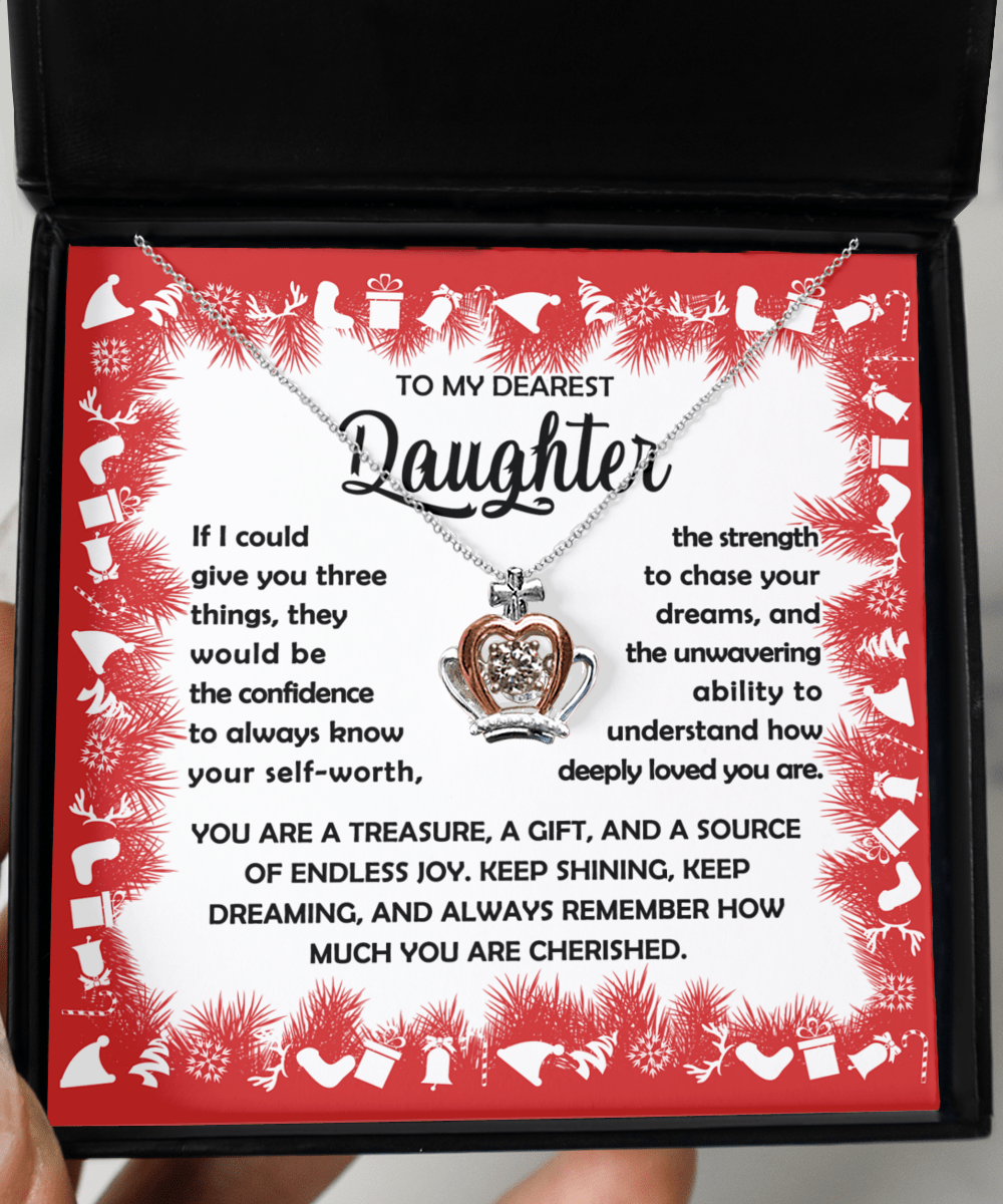 To My Dearest Daughter | Three Things | Crown Pendant Necklace