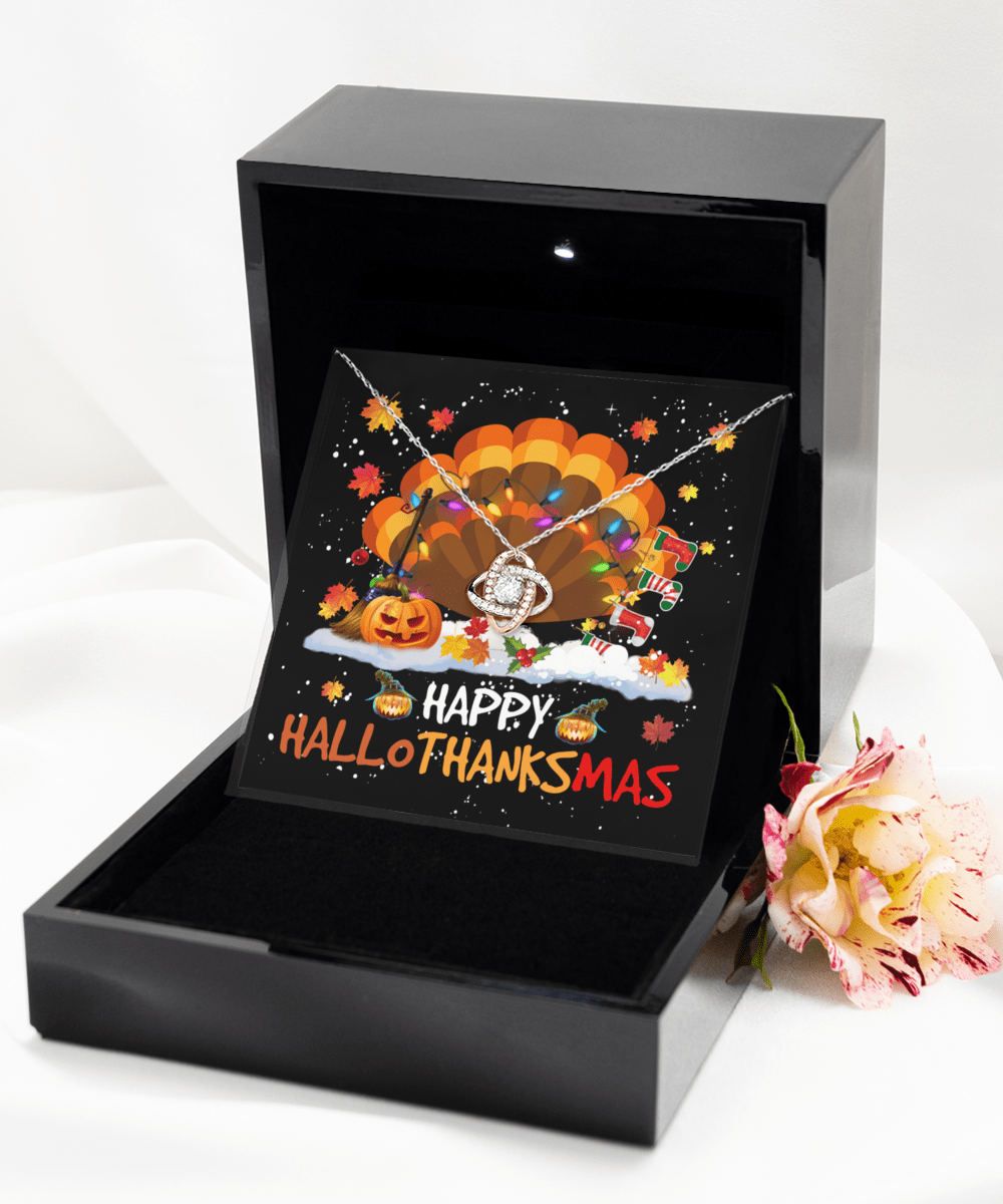 Happy Hallo ThanksMas Love Knot Rose Gold Necklace - JENACDirect