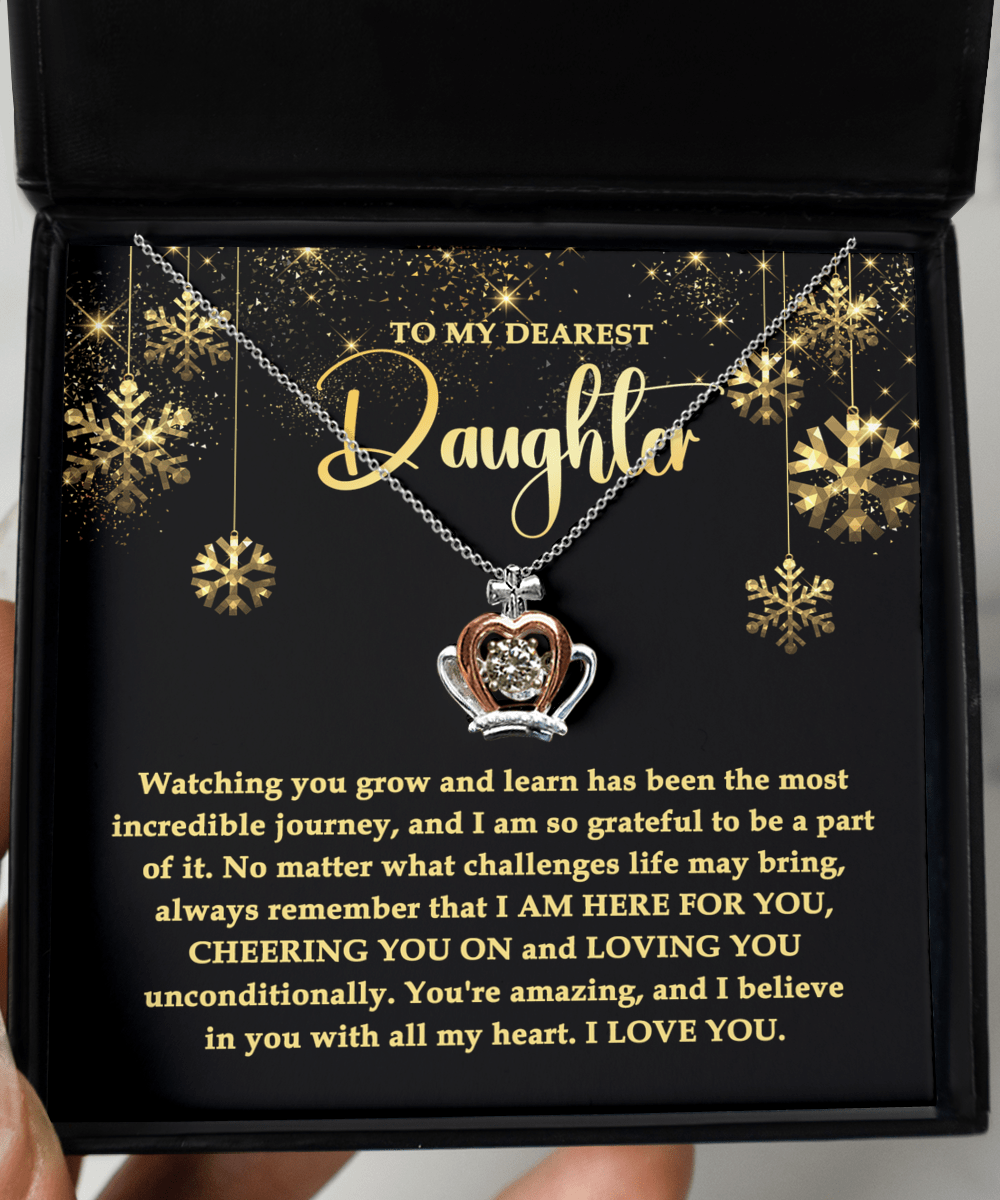 To My Dearest Daughter | Here For You | Crown Pendant Necklace