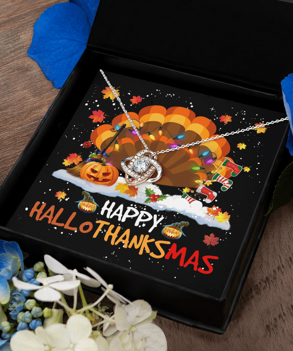 Happy Hallo ThanksMas Love Knot Rose Gold Necklace - JENACDirect